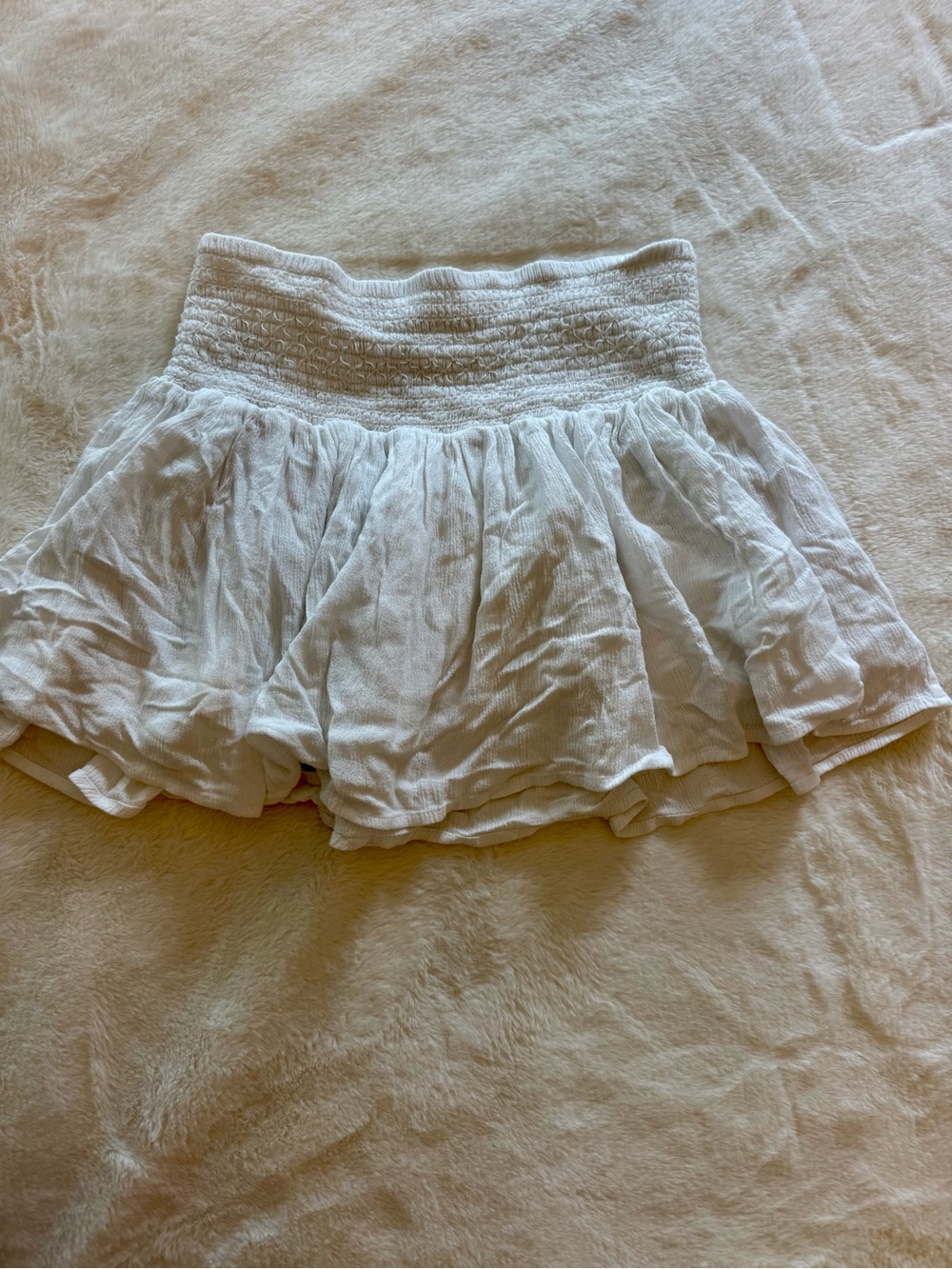 Forever 21 White Tiered Smocked Mini Skirt